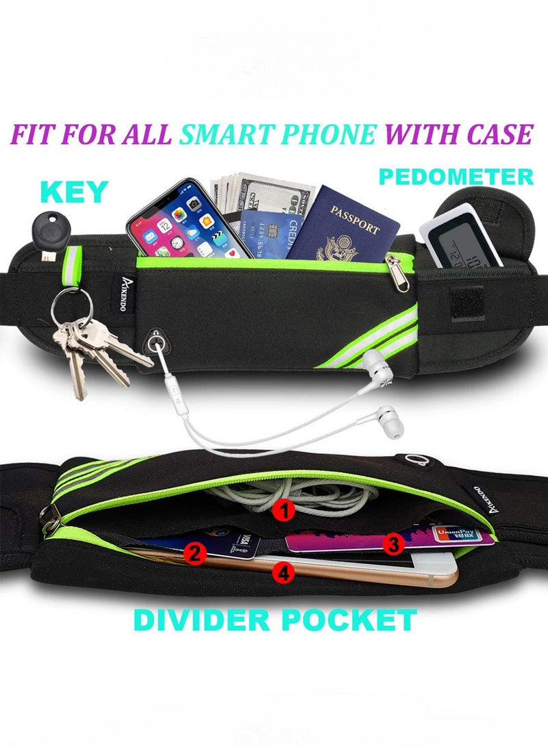 CWILKES Lightweight running waist bag, hiking and cycling travel sports waist bag, reflective running waist bag, jogging pocket belt, running travel money mobile phone pendant (black) - Image 4