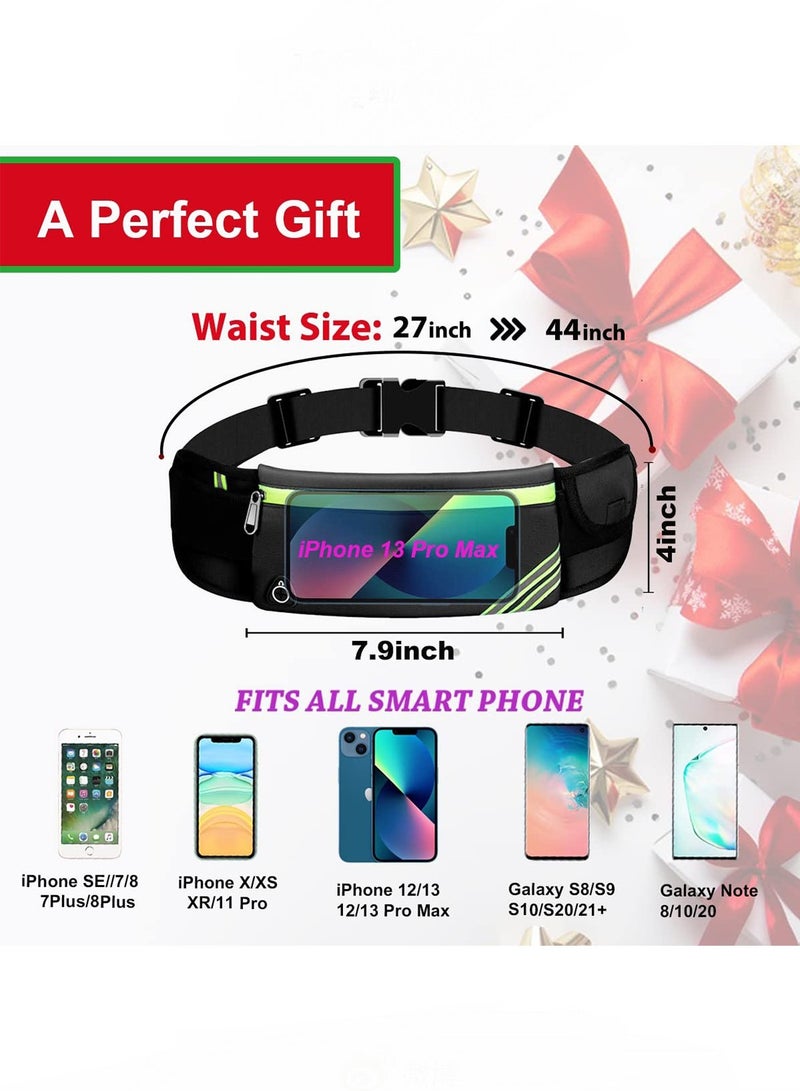 CWILKES Lightweight running waist bag, hiking and cycling travel sports waist bag, reflective running waist bag, jogging pocket belt, running travel money mobile phone pendant (black) - Image 5