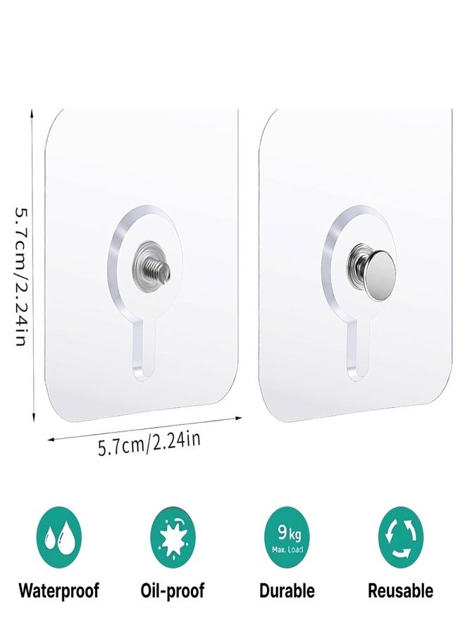 MagicMonk (Pack of 20 Photo Frame Hooks for Wall Without Drilling, Self Adhesive Hooks for Wall Heavy Duty Strong Nail Free for Hanging Photo Frame (Hanging Hook, Transparent) Stainless Steel - Image 3