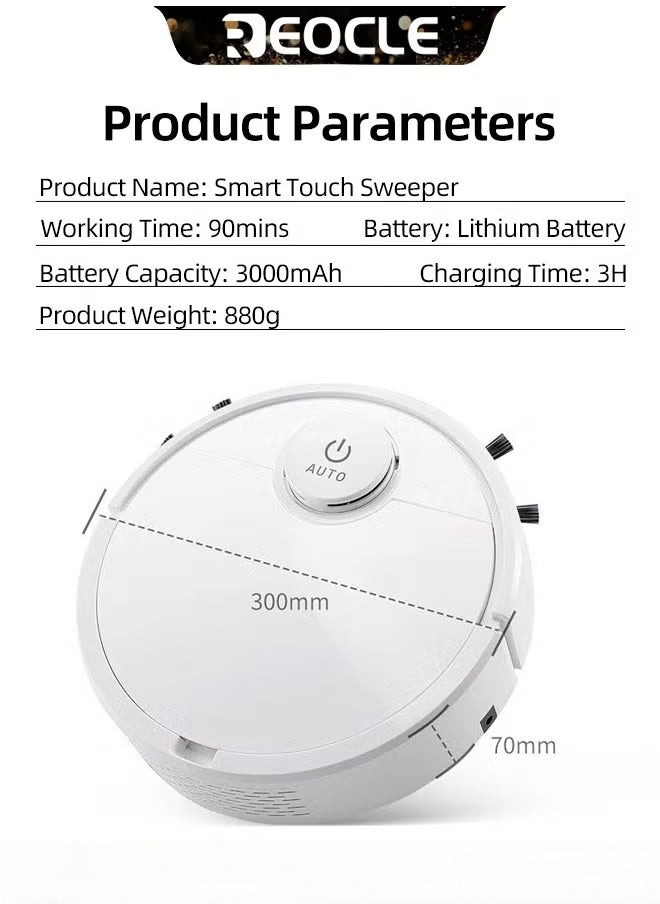 Robot Vacuum Automatic Robot Vacuum Cleaner with Big Battery & Sensitive Obstacle Avoidance & 30cm Body & Strong Suction Automatic Touch Floor Sweeping Robot for Carpet Hard Floor