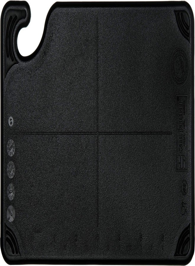 San Jamar Saf-T-Grip Plastic Cutting Board with Safety Hook, 6" x 9" x 0.375", Black - Image 2
