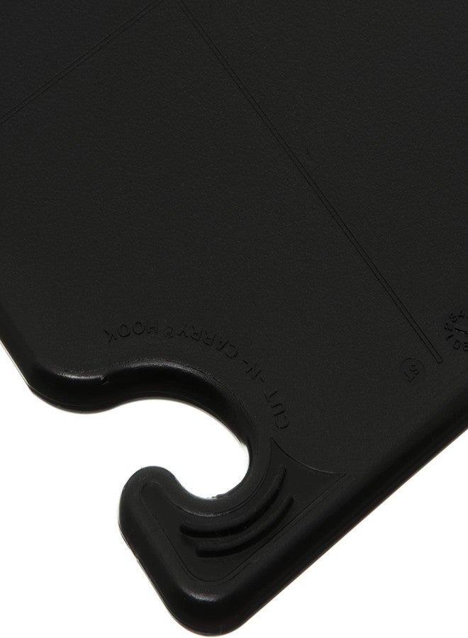 San Jamar Saf-T-Grip Plastic Cutting Board with Safety Hook, 6" x 9" x 0.375", Black - Image 3