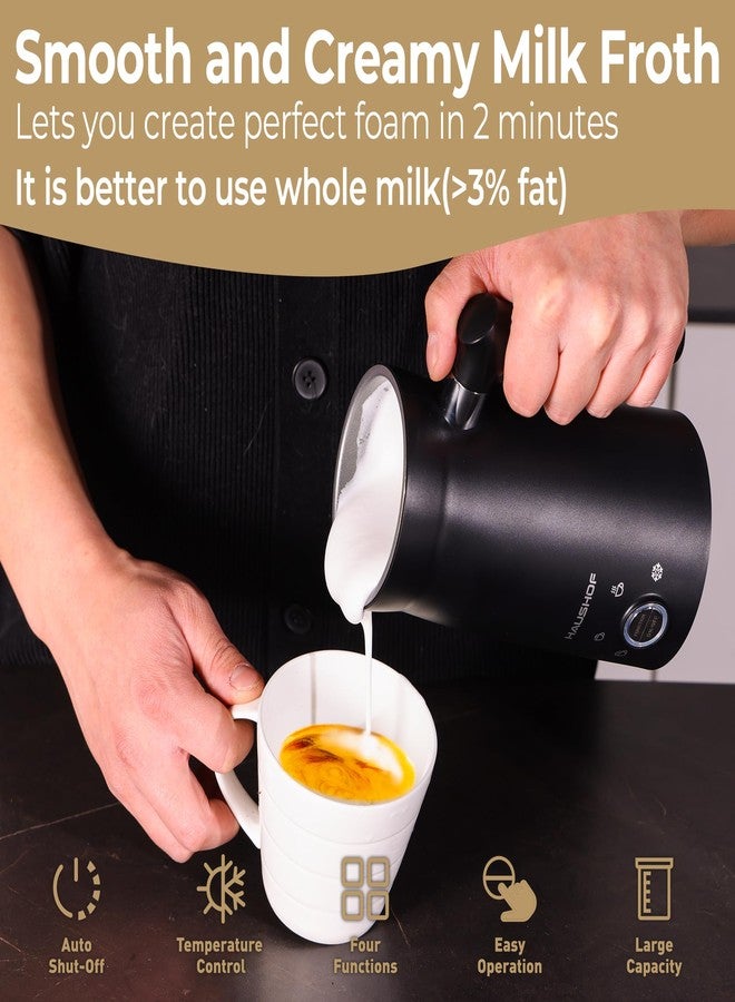HAUSHOF Electric Milk Frother, 4-in-1 Milk Frother and Steamer, Large Capacity, Automatic Warm and Cold Foam Maker and Milk Warmer for Coffee, Latte, Macchiato, Cappuccino, Hot Chocolate, Black - Image 2