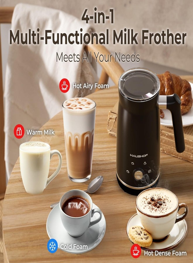 HAUSHOF Electric Milk Frother, 4-in-1 Milk Frother and Steamer, Large Capacity, Automatic Warm and Cold Foam Maker and Milk Warmer for Coffee, Latte, Macchiato, Cappuccino, Hot Chocolate, Black - Image 5