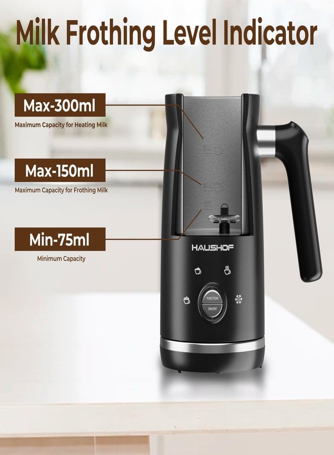 HAUSHOF Electric Milk Frother, 4-in-1 Milk Frother and Steamer, Large Capacity, Automatic Warm and Cold Foam Maker and Milk Warmer for Coffee, Latte, Macchiato, Cappuccino, Hot Chocolate, Black - Image 4