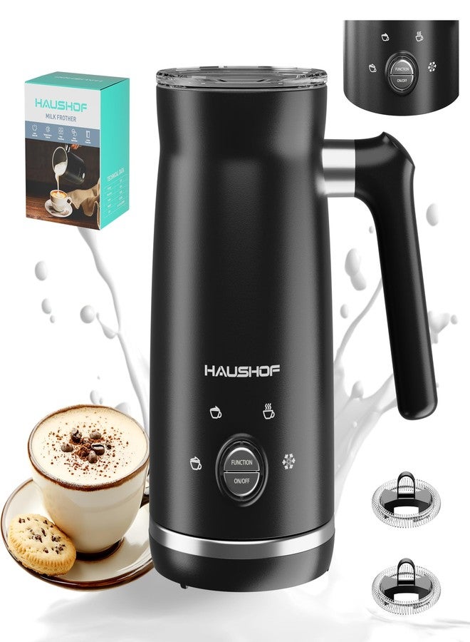 HAUSHOF Electric Milk Frother, 4-in-1 Milk Frother and Steamer, Large Capacity, Automatic Warm and Cold Foam Maker and Milk Warmer for Coffee, Latte, Macchiato, Cappuccino, Hot Chocolate, Black - Image 1