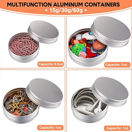 Chumia 72 Pieces Metal Round Tins Portable Aluminum Cans Containers Small Candle Empty Tin Containers with Screw Lids Metal Containers for Salve Cream Spices Candles, 3 Sizes - Image 4