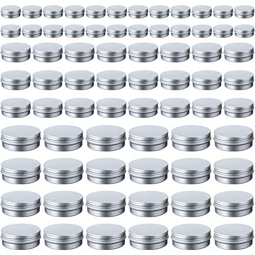 Chumia 72 Pieces Metal Round Tins Portable Aluminum Cans Containers Small Candle Empty Tin Containers with Screw Lids Metal Containers for Salve Cream Spices Candles, 3 Sizes - Image 1
