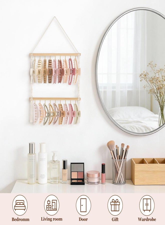 داهي منظم مشابك الشعر من داهي ماكرامي، حامل معلق لمشابك الشعر، لتخزين إكسسوارات الشعر للنساء والفتيات، وحامل مجوهرات، وديكور حائط لغرفة النوم أو الباب أو الخزانة. - Image 2