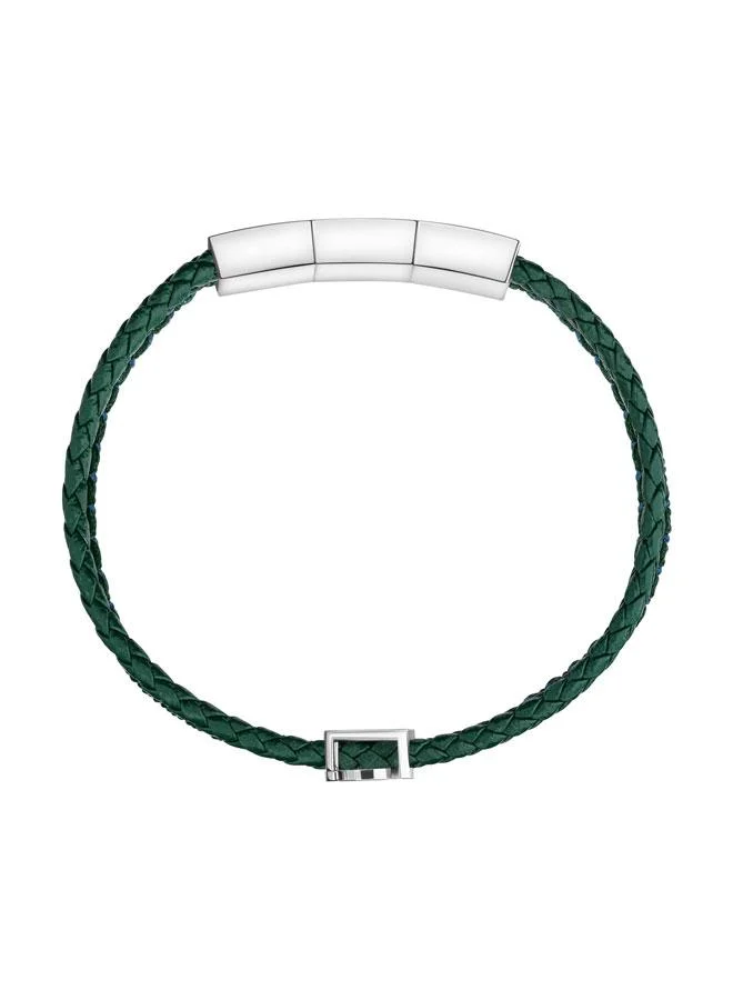 Saint Honore Paris Logo Green Macramé Braided Leather Bracelet for Men