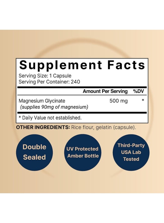 Wins Town Magnesium Glycinate 500mg | Superior Absorption | 240 Capsules | Daily Wellness Support - Image 4