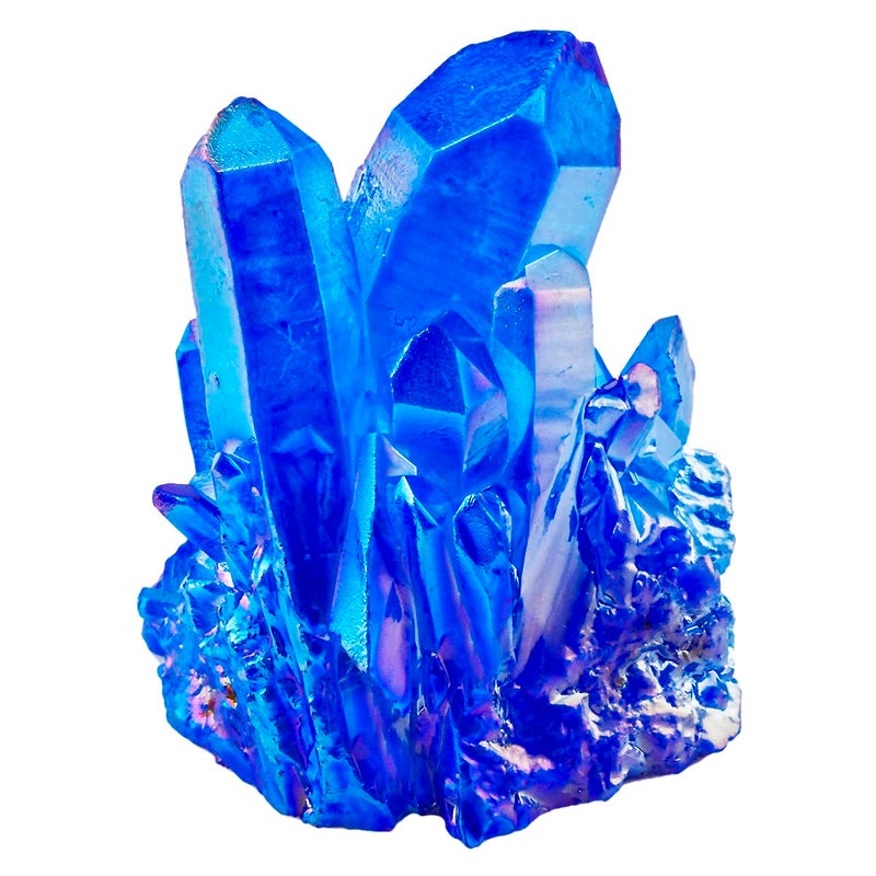 Rockcloud Healing Crystal Natural Titanium Coated Blue Rock Quartz Cluster Geode Druzy Home Decoration Gemstone Specimen - Image 1