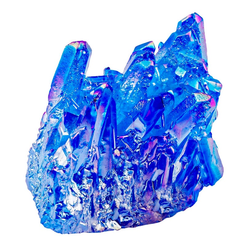 Rockcloud Healing Crystal Natural Titanium Coated Blue Rock Quartz Cluster Geode Druzy Home Decoration Gemstone Specimen - Image 2