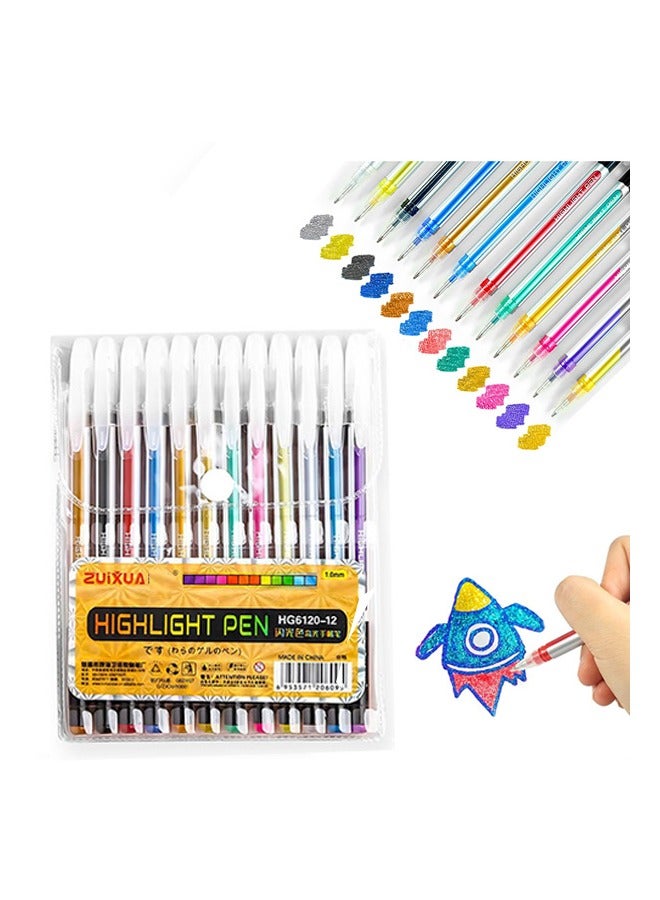 Generic Gel Pens Sets 12 Colors, Ball Point Pens Fine Point, Note Taking Pens for Office School Stationery Supplies  - Image 1