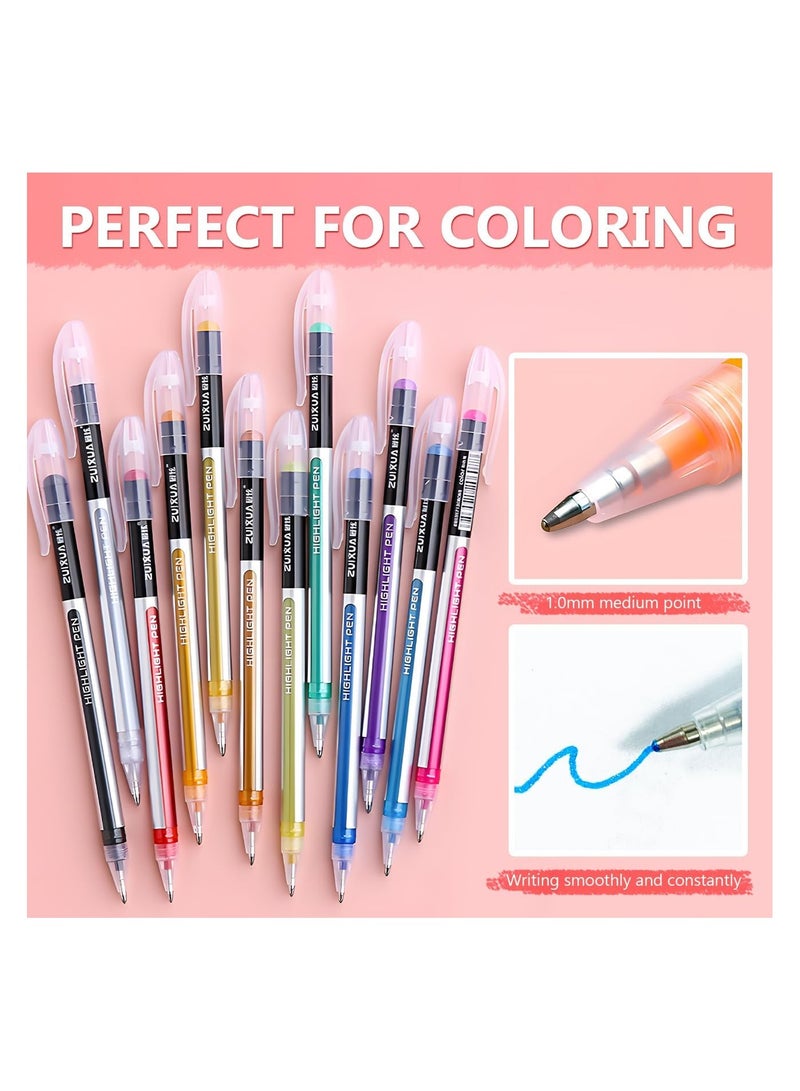 Generic Gel Pens Sets 12 Colors, Ball Point Pens Fine Point, Note Taking Pens for Office School Stationery Supplies  - Image 2