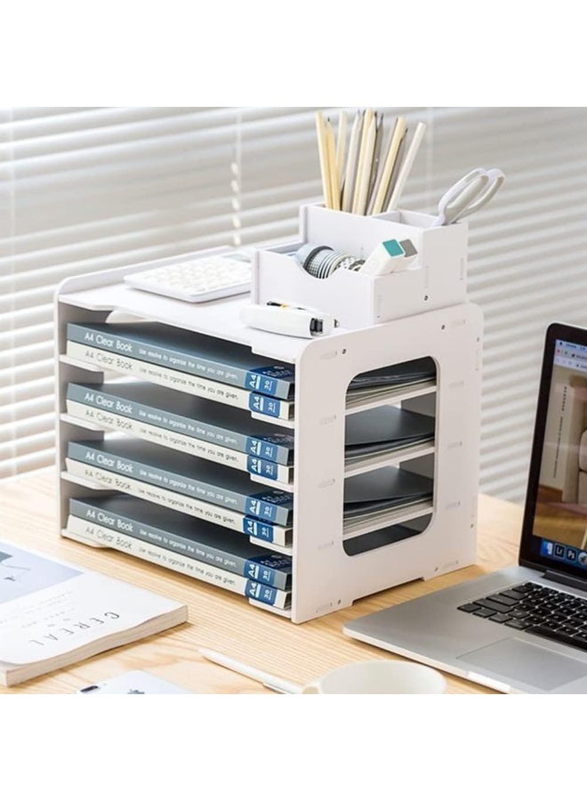TPGP Desktop Letter Organizer, 5 Shelves A4 Paper Office Organizer, A4 Document Holder, Trays for Filing Documents at Home, Office, School  - Image 2