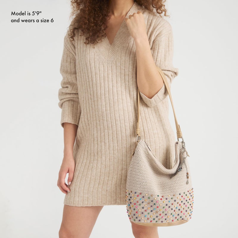 The Sak Womens Hand-crochet, Soft & Slouchy Silhouette, Timeless Elevated Design Sequoia Hobo Bag In Crochet, Shoulder Purse, Ecru Multi Bead, Ecru Multi Bead - Image 2