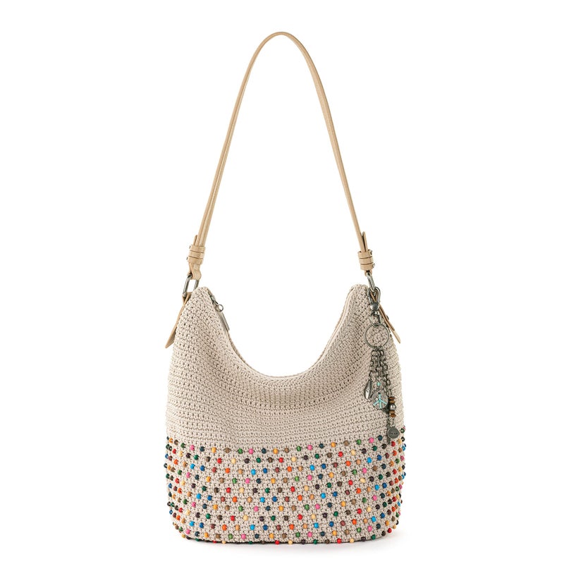 The Sak Womens Hand-crochet, Soft & Slouchy Silhouette, Timeless Elevated Design Sequoia Hobo Bag In Crochet, Shoulder Purse, Ecru Multi Bead, Ecru Multi Bead - Image 1