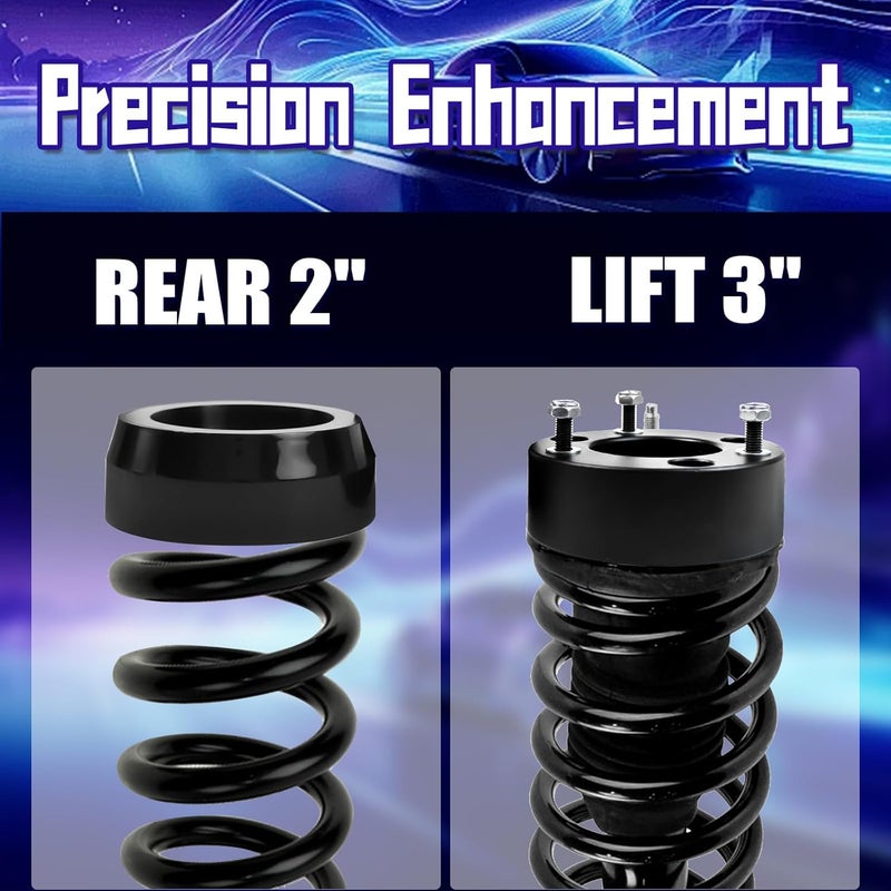TOPTHANE Leveling Lift Kits for 2003-2024 Toyota 4Runner 2007-2015 FJ Cruiser 2WD 4WD, 3" Front Suspension Strut Spacers and 2" Rear Polyurethane Coil Spring Spacers Fit - Image 2