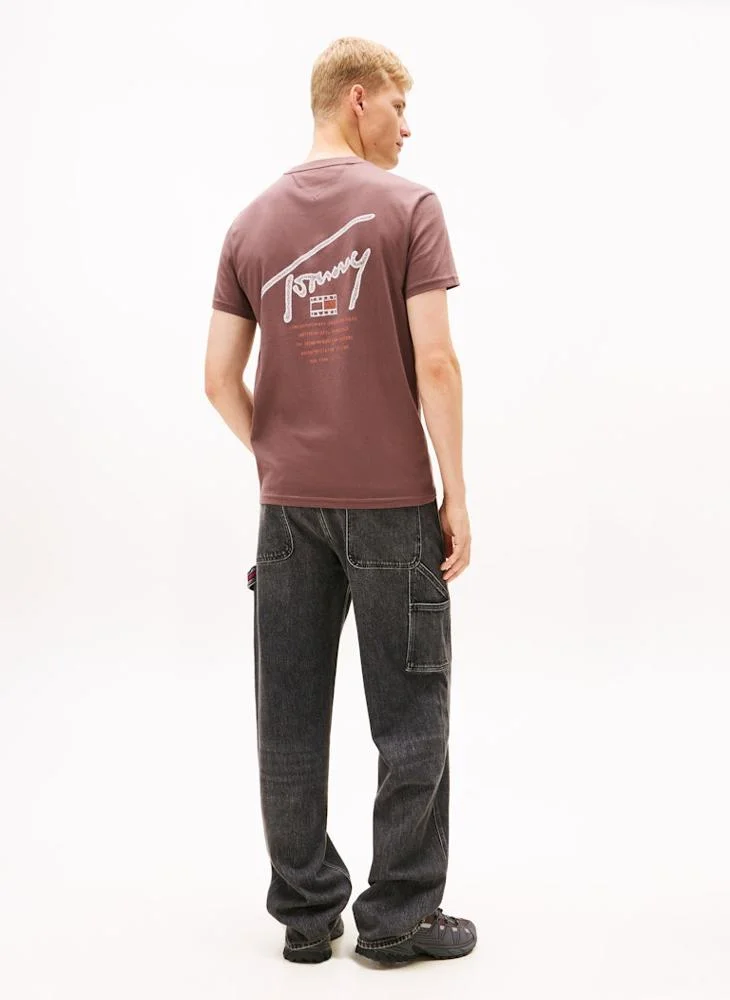 تومي جينز تيشيرت بطبعة شعار منتظمة من الخلف