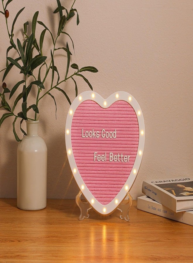 G GAMIT Heart-Shaped Felt Letter Board with Built-in LED Lights,10x10 Light-up Message Board with 663 Pre-Cut Letters,Cursive letters for Valentine’s Day Birthday Party,Pregnancy Announcement,Wedding - Image 4