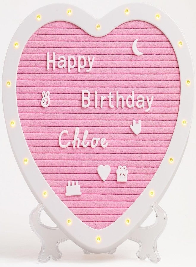 G GAMIT Heart-Shaped Felt Letter Board with Built-in LED Lights,10x10 Light-up Message Board with 663 Pre-Cut Letters,Cursive letters for Valentine’s Day Birthday Party,Pregnancy Announcement,Wedding - Image 1