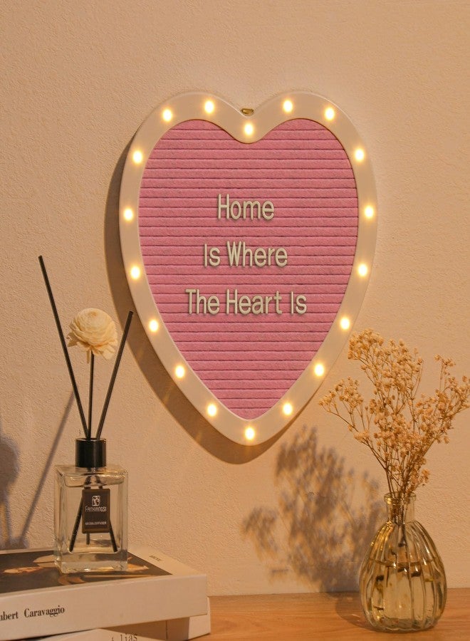 G GAMIT Heart-Shaped Felt Letter Board with Built-in LED Lights,10x10 Light-up Message Board with 663 Pre-Cut Letters,Cursive letters for Valentine’s Day Birthday Party,Pregnancy Announcement,Wedding - Image 5