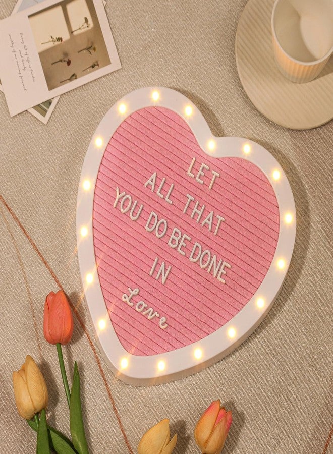 G GAMIT Heart-Shaped Felt Letter Board with Built-in LED Lights,10x10 Light-up Message Board with 663 Pre-Cut Letters,Cursive letters for Valentine’s Day Birthday Party,Pregnancy Announcement,Wedding - Image 2