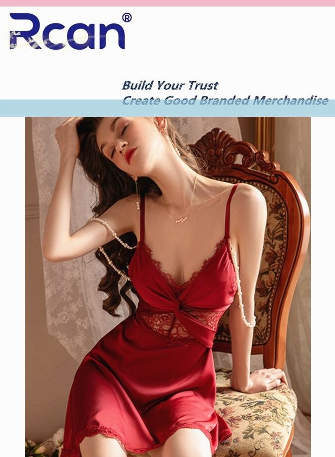 Rcan Fashion French Style Palace Lingerie For Women's Home Underwear Silky Soft Satin Backless Sling Ladies Boudoir Dress Sleepwear Nightdress Cute Babydoll - Image 2