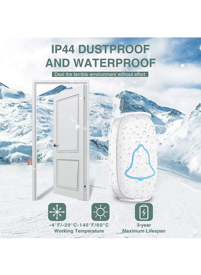 LENND - Wireless Doorbell, Waterproof Door Bell with 38 Melodies and Led Flash,260m Range, 4 Level Volume, 2 Remote Buttons & 1 Receiver - Image 1