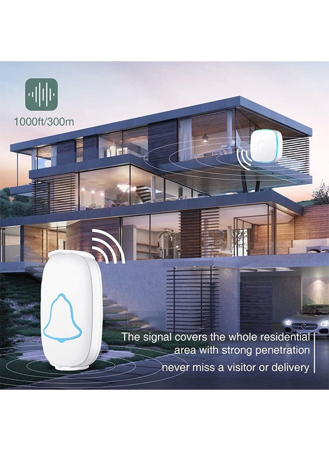 LENND - Wireless Doorbell, Waterproof Door Bell with 38 Melodies and Led Flash,260m Range, 4 Level Volume, 2 Remote Buttons & 1 Receiver - Image 1