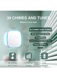 لينند جرس باب لاسلكي، جرس باب مقاوم للماء مع 38 نغمة وفلاش LED، مدى 260 مترًا، 4 مستويات للصوت، 2 زر تحكم عن بعد وجهاز استقبال واحد  - Image 3