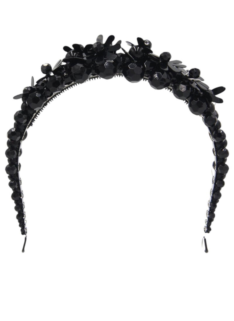 D'Daniela Headband Black Crystal Flowers For Women's and  Girls  - Image 1