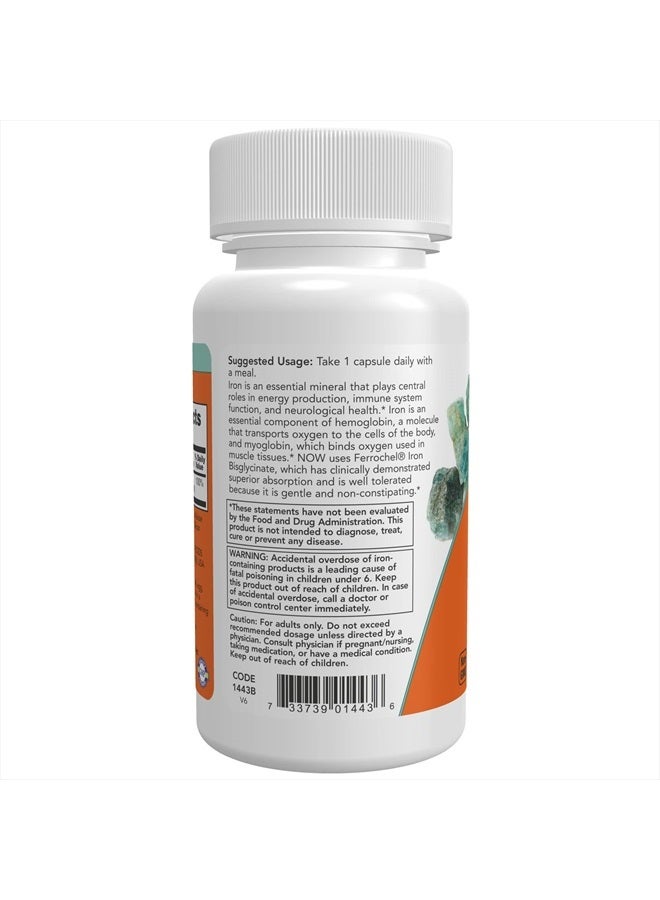 now مكملات، حديد 18 ملغ، غير مسبب للإمساك*، معدن أساسي، 120 كبسولة نباتية - Image 3