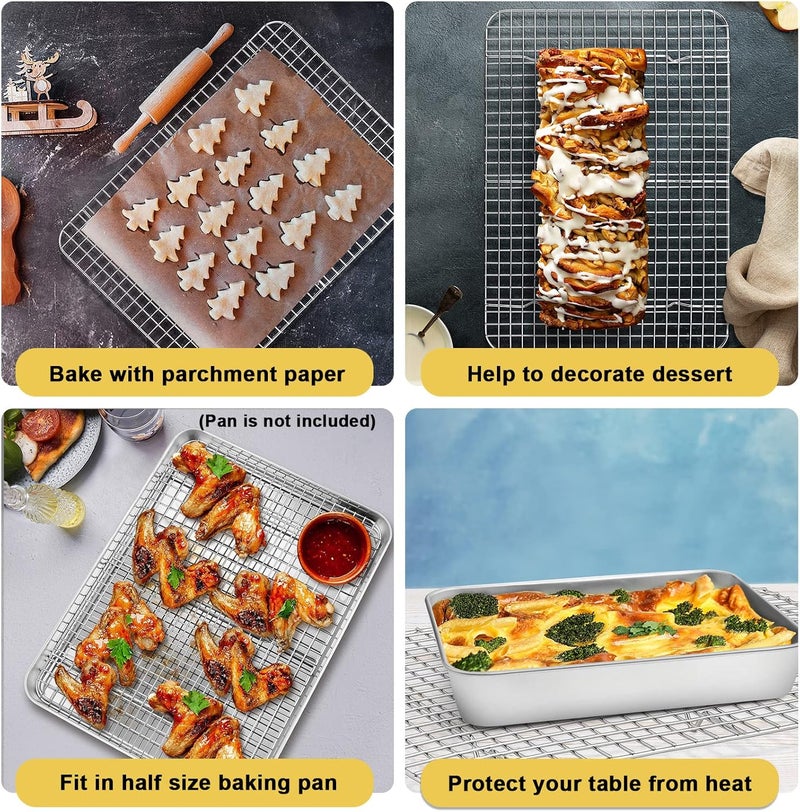 P&P CHEF 16.6 Inch Cooling Baking Rack Set of 2, Stainless Steel Grid Cooking Racks for Roasting Drying Grilling, Oven & Dishwasher Safe, Heavy Duty & Healthy - Image 4