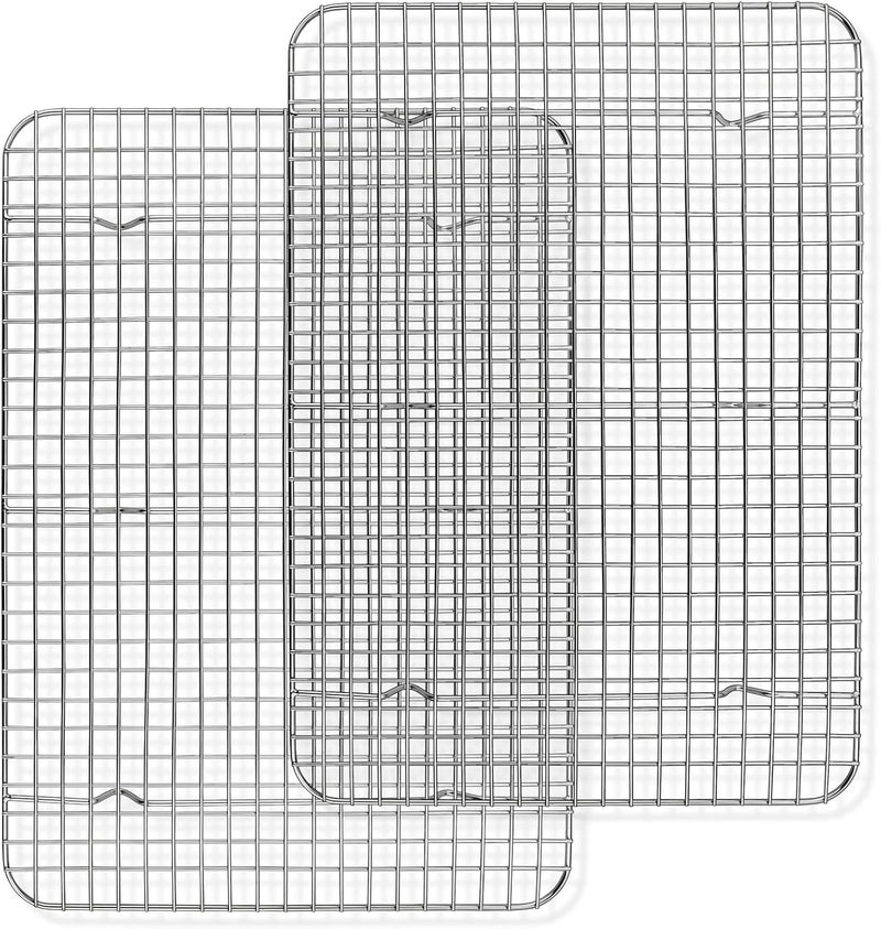 P&P CHEF 16.6 Inch Cooling Baking Rack Set of 2, Stainless Steel Grid Cooking Racks for Roasting Drying Grilling, Oven & Dishwasher Safe, Heavy Duty & Healthy - Image 1