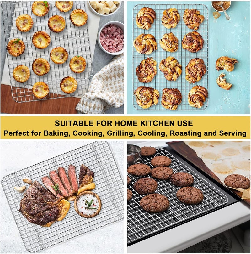 P&P CHEF 16.6 Inch Cooling Baking Rack Set of 2, Stainless Steel Grid Cooking Racks for Roasting Drying Grilling, Oven & Dishwasher Safe, Heavy Duty & Healthy - Image 5