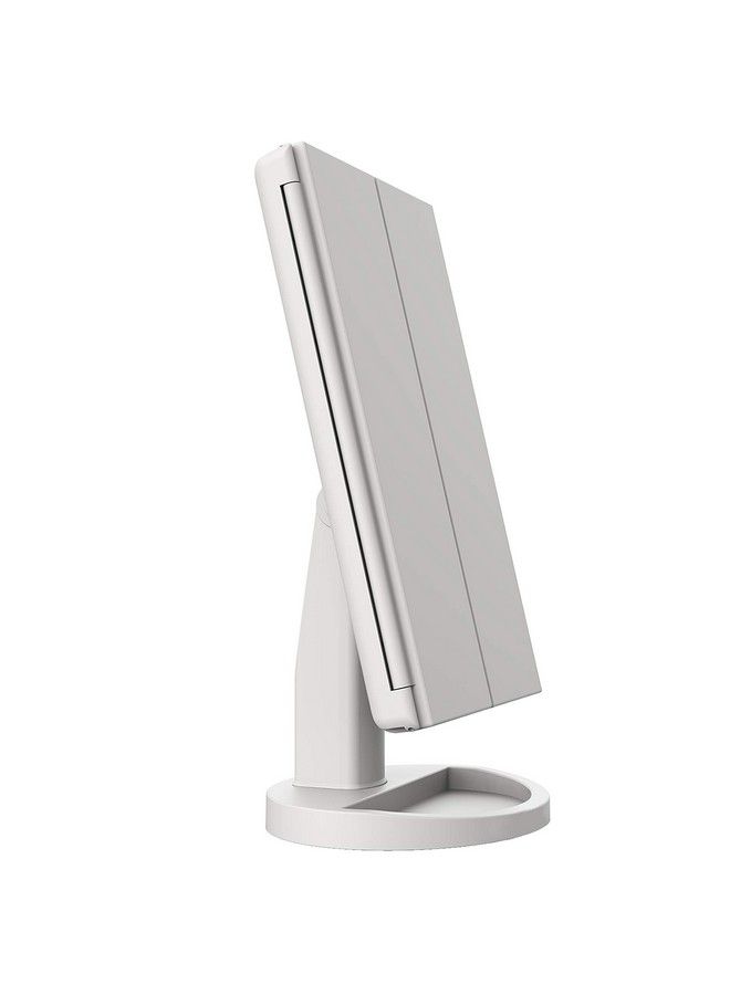 Pursonic Tm24Fwh 24 Led Tri Fold Vanity Mirror 2X And 3X Magnifications 24 Dimmable Natural Lights Touch Screen Adjustable Countertop Table Mirror With Cosmetic Stand - Image 3