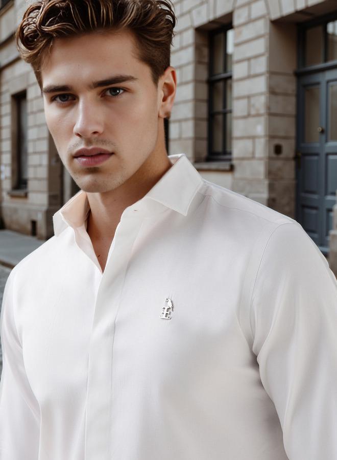 Emperor Regular Fit Logo Detail Shirt with Long Sleeves - Image 4
