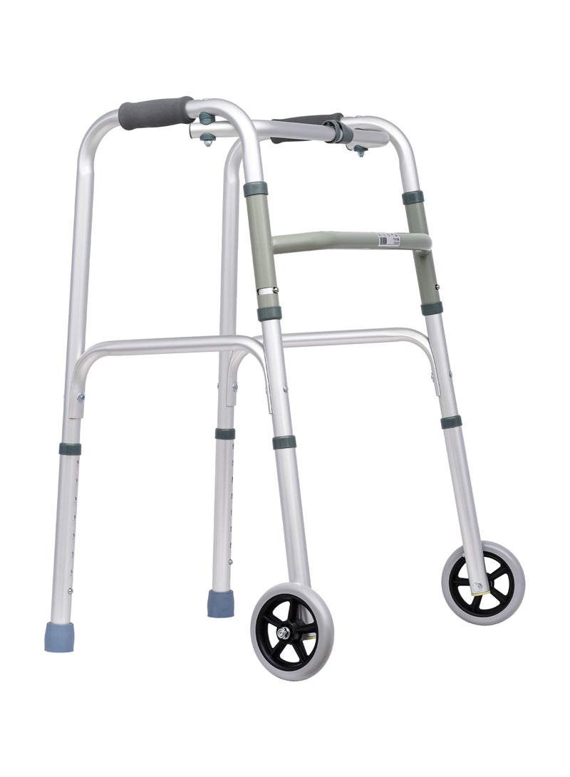 ايد بلس مشاية مساعدة خفيفة الوزن من الألومنيوم قابلة للطي مع عجلات وارتفاع قابل للتعديل وأطراف مطاطية مضادة للانزلاق - Image 1