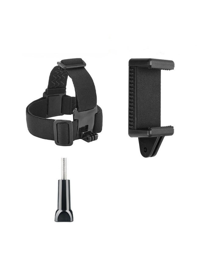 Generic Head-mounted Mobile Phone Fixed Bracket Riding Diyi Person Shooting Bracket Live Sports Camera Motorcycle Riding Chest Strap-Colour:Three Piece Headband Set  - Image 1