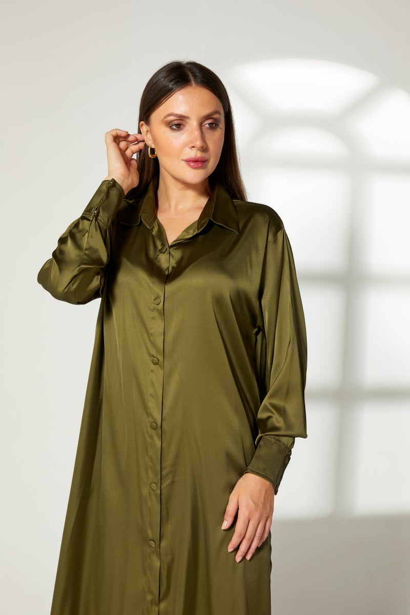 Moistreet Button Down Long Top & Pants Set - Image 4