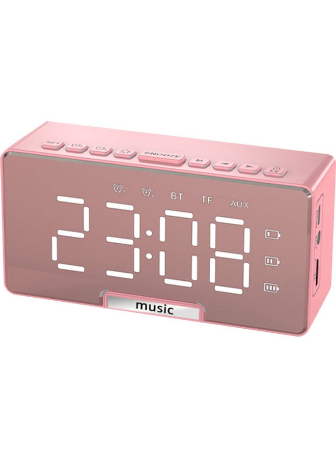 NIBEMINENT Digital Mirror Surface Alarm Clock Pink 13.00 x 4.50 8.50cm