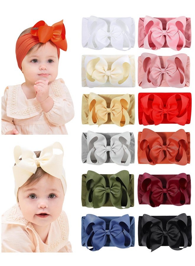 doboi 12Pcs Baby Girl Bows Baby Headbands Ribbon Bow Nylon Headbands Hair Accessories Big Baby Bows For Baby Girls Infant Newborn Toddler - Image 1