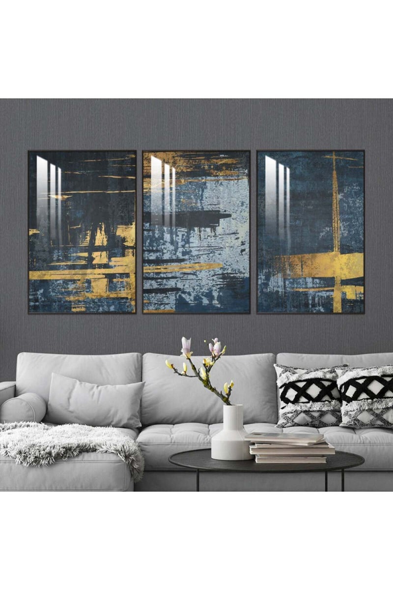 ماركتنا ثلاث لوحات جدارية خشبية بإطار وطبقة أكريليك شفافة - Image 1