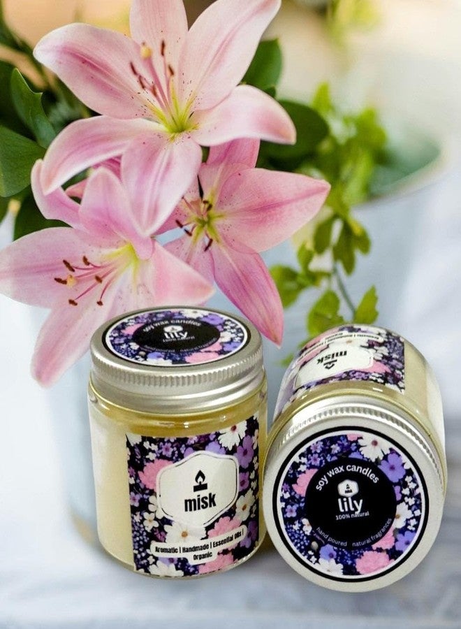 Misk Soy Wax Lily Scented Candles, Handmade, Aromatic - Image 1