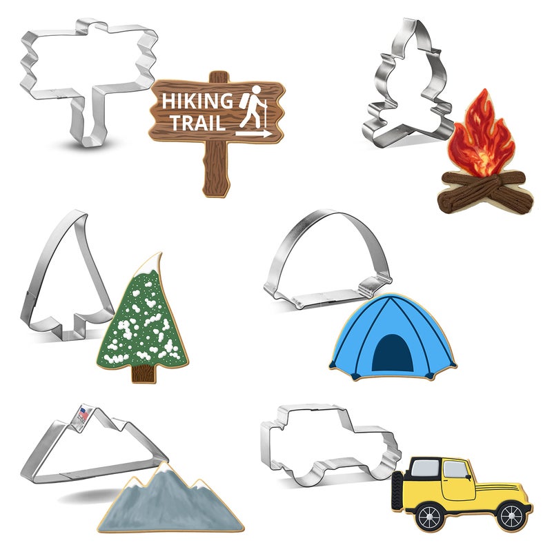 Foose Cookie Cutters Mountain Camping 6 Pc Set with Recipe Card Made in USA