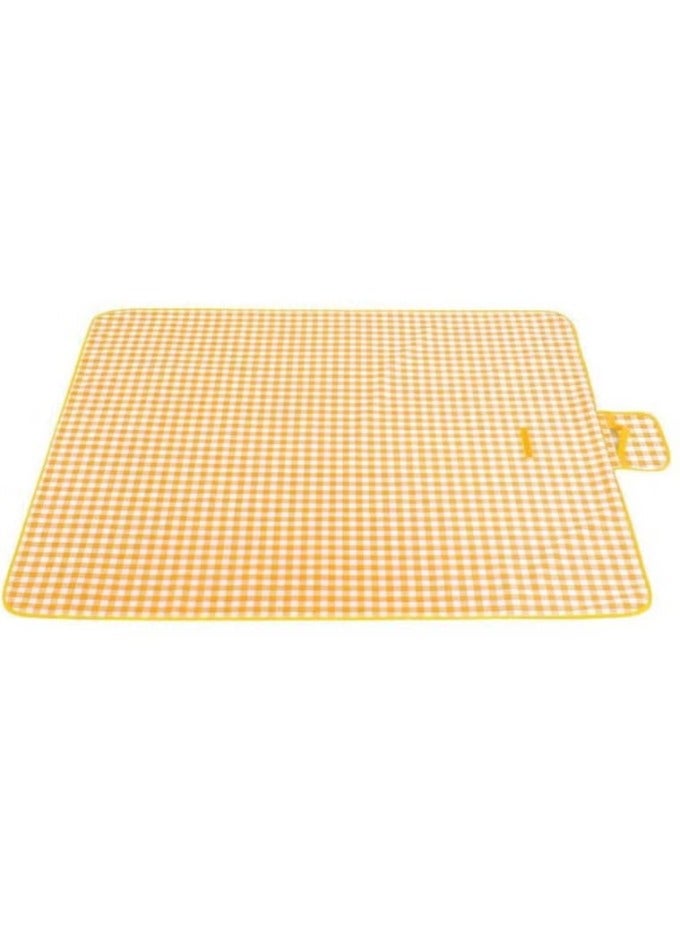 Durable, foldable, and portable outdoor camping, hiking, and music festival grass mat (yellow checkered pattern, 200x200 cm) - Image 2