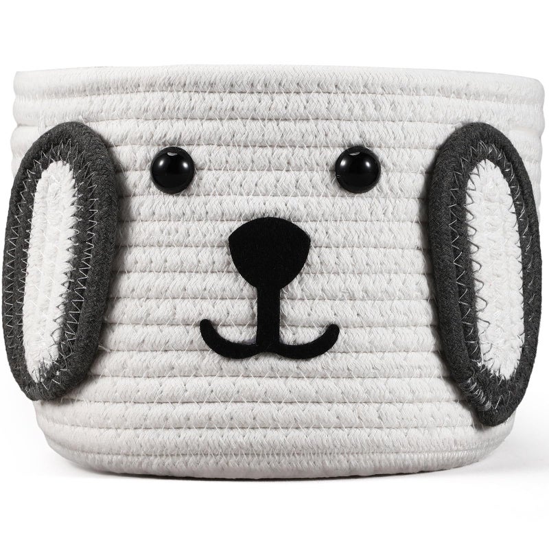 Zopeal Dog Woven Basket 79 D x 6 H Cotton Rope Toy Storage Organizer Dog Mom Gift Empty Cute Laundry Puppy Gift Animal Basket for Clothes Towels Toy Laundry Bathroom HomeWhite Gray - Image 2