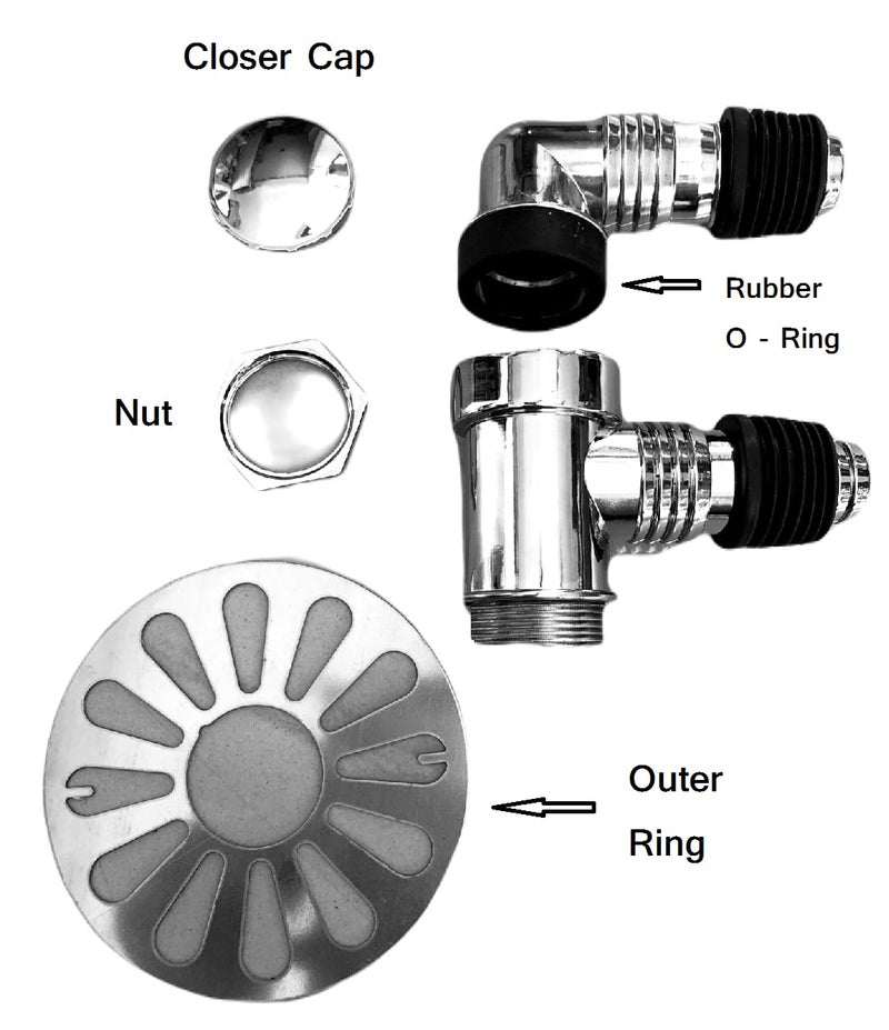 Dayish Anti Overflow Water Floor Drain with Easy Connector for Washing Machine Outlet Pipe Deodorant Joint Elbow for Pipe Silver FModel with Outer Ring - Image 2
